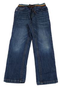 Tmavomodré teplákové rifle s úpletovým pasem s pruhy Next