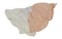 Nové - 2x - Klobouk s květy a madeirou - Bílý, světlerůžový Matalan