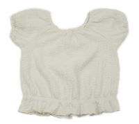 Bílé mačkané crop tričko 