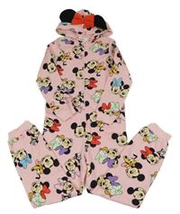 Světlerůžová tepláková kombinéza s Minnie a Mickey a kamarády a kapucí H&M