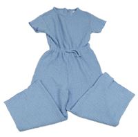 Modrý mačkaný kalhotový culottes overal L&D