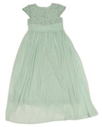 Mátové šifonovo/krajkové šaty s květy bpc