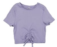 Fialové žebrované crop tričko s nařasením George