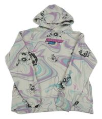 Smetanovo-růžovo-mentolovo-azurová batikovaná mikina s Powerquff Girls a kapucí H&M