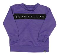 Tmavofialovo-černá sportovní mikina s logem SCAMPSQUAD