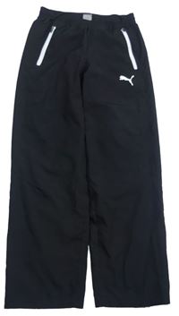 Černé šusťákové kalhoty s logem Puma 