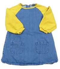 Modro-žluté riflovo/teplákové šaty Next