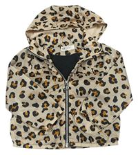 Béžová šusťáková jarní bunda s leopardím vzorem a kapucí zn. H&M