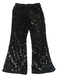 Černé flitrové flare slavnostní kalhoty H&M