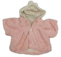 Růžová kožešinová zateplená bunda na panenku s kapucí