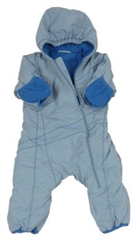 Světlemodrá prošívaná šusťáková zimní kombinéza s kapucí Impidimpi