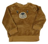 Hnědá chlupatá mikina s medvědem Dopodopo