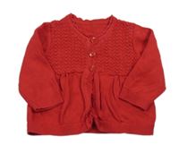 Červený propínací svetr s perforovaným vzorem George