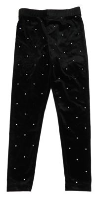 Černé sametové legíny s kamínky Dunnes