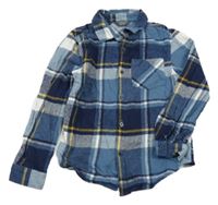 Tmavomodro-modro-bílá kostkovaná flanelová košile Primark