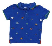 Safírové polo tričko se zvířaty a traktory Next