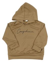 Hnědá mikina s nápisem a kapucí Shein