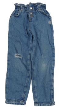 Modré mom paper bag rifle s prošoupáním Zara