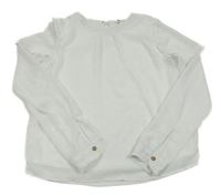 Bílá šifonová halenka se srdíčky a volánky H&M