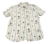 Bílo-modro-červená pruhovaná košile se psy a balónky M&S