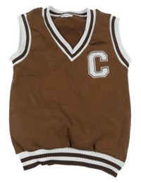 Hnědá tepláková vesta s písmenem