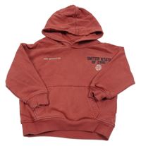 Vínová mikina s nápisem a kapucí M&S