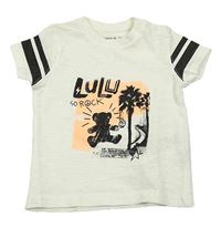 Smetanové tričko s medvědem a palmami