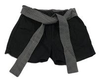 Černé riflové chino kraťasy s výšivkami a páskem Prénatal