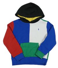 Safírovo-bílo-černá mikina s kapucí Ralph Lauren