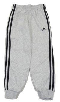 Šedé melírované tepláky s pruhy a logem Adidas