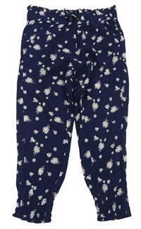 Tmavomodré květované lehké volné kalhoty Lily & Dan
