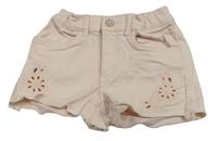 Světlerůžové riflové kraťasy s výšivkou H&M