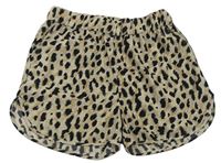 Béžovo-černé leopardí lehké kraťasy Name it