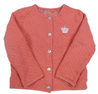 Korálová prošívaná propínací mikina 