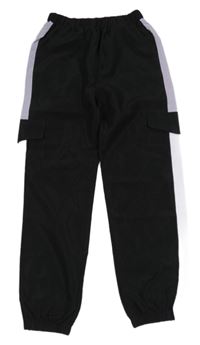 Černo-fialové lehké cuff kalhoty shein