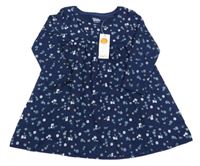 Nové - tmavomodré květované bavlněné šaty M&Co.