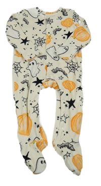 Smetanový plyšový overal s dýněmi 