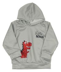 Šedá mikina s dinem a kapucí 