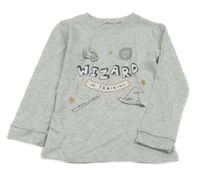 Šedé melírované pyžamové triko s obrázky - Harry Potter George