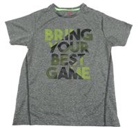 Tmavošedé melírované sportovní tričko s nápisem 