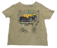 Béžové tričko s bagrem Dopodopo