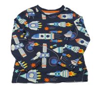 Tmavomodro-barevné pyžamové triko s raketami Nutmeg