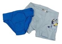 2 set - světlemodré boxerky s Bluey + modré slipy 