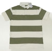Nové - bílo-khaki pruhované polo tričko Primark