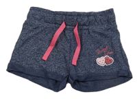 Tmavomodré melírované teplákové kraťasy se srdíčky X-maill
