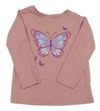 Starorůžové triko s motýlkem Dopodopo