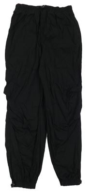 Černé lehké cuff kalhoty F&F