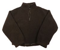 Tmavohnědá huňatá podšitá mikina Primark