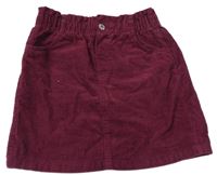 Vínová manšestrová sukně s kapsami H&M