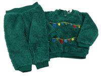 2set - Zelená chlupatá mikina s řetězem + tepláky Lupilu